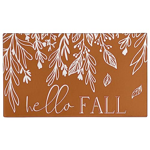 Fall Door Mat Outside,Buffalo Plaid Pumpkin Football Welcome Mat for Front Door,Thanksgiving Autumn Indoor Outdoor Rugs,Happy Fall Y'all Doormat for Farmhouse Home Porch Decorations 30" x 17"