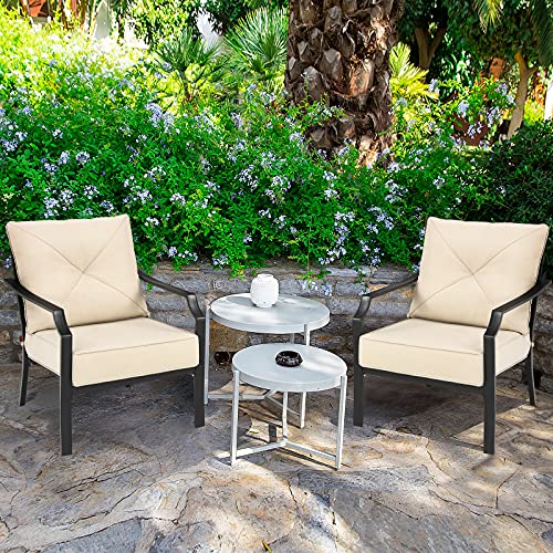 Set of 2 Patio Chairs with Padded Cushions, Outdoor Armchairs U342887