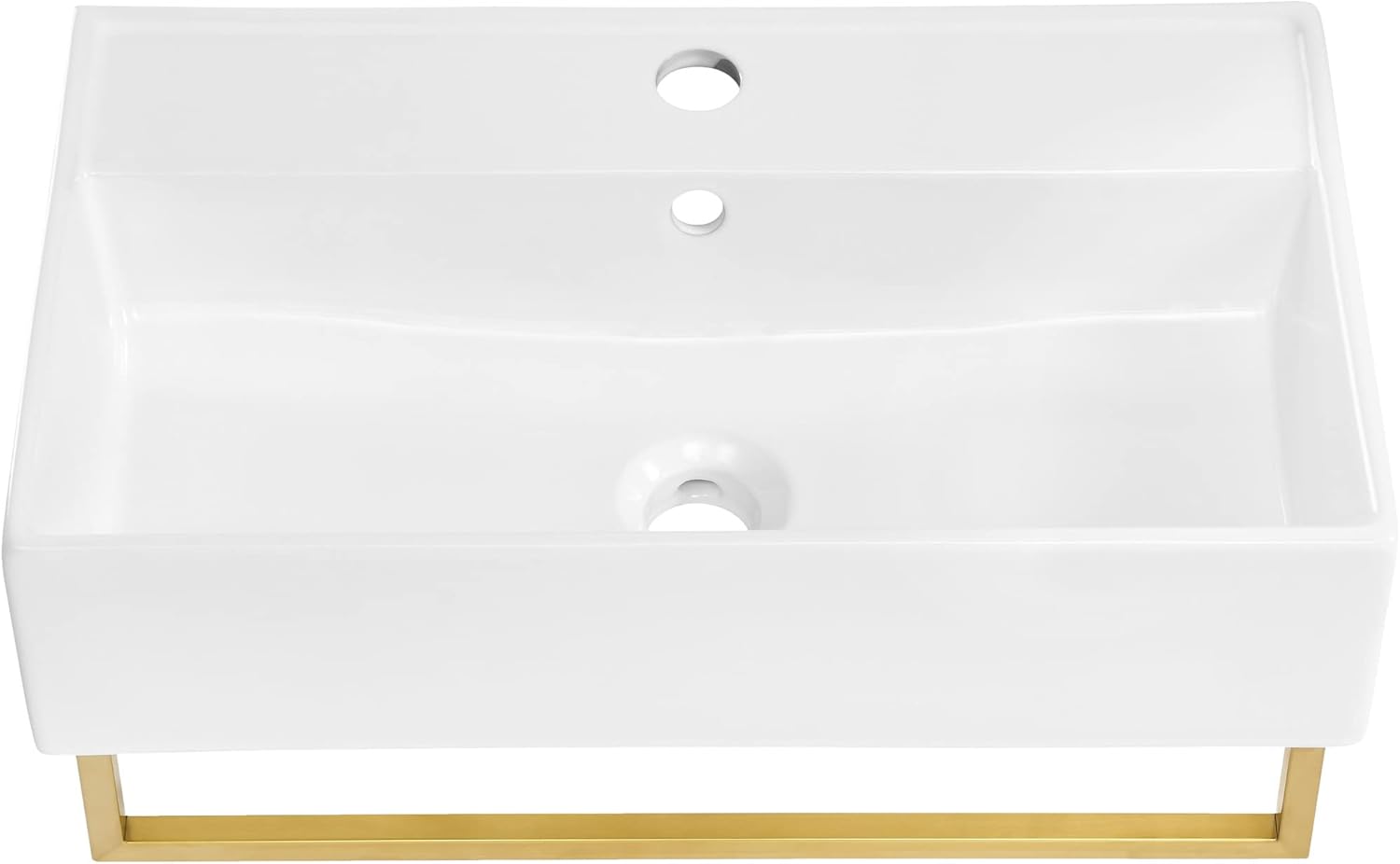 Reims 22" Wall-Mount Bathroom Sink with Brushed Gold Towel Bar
