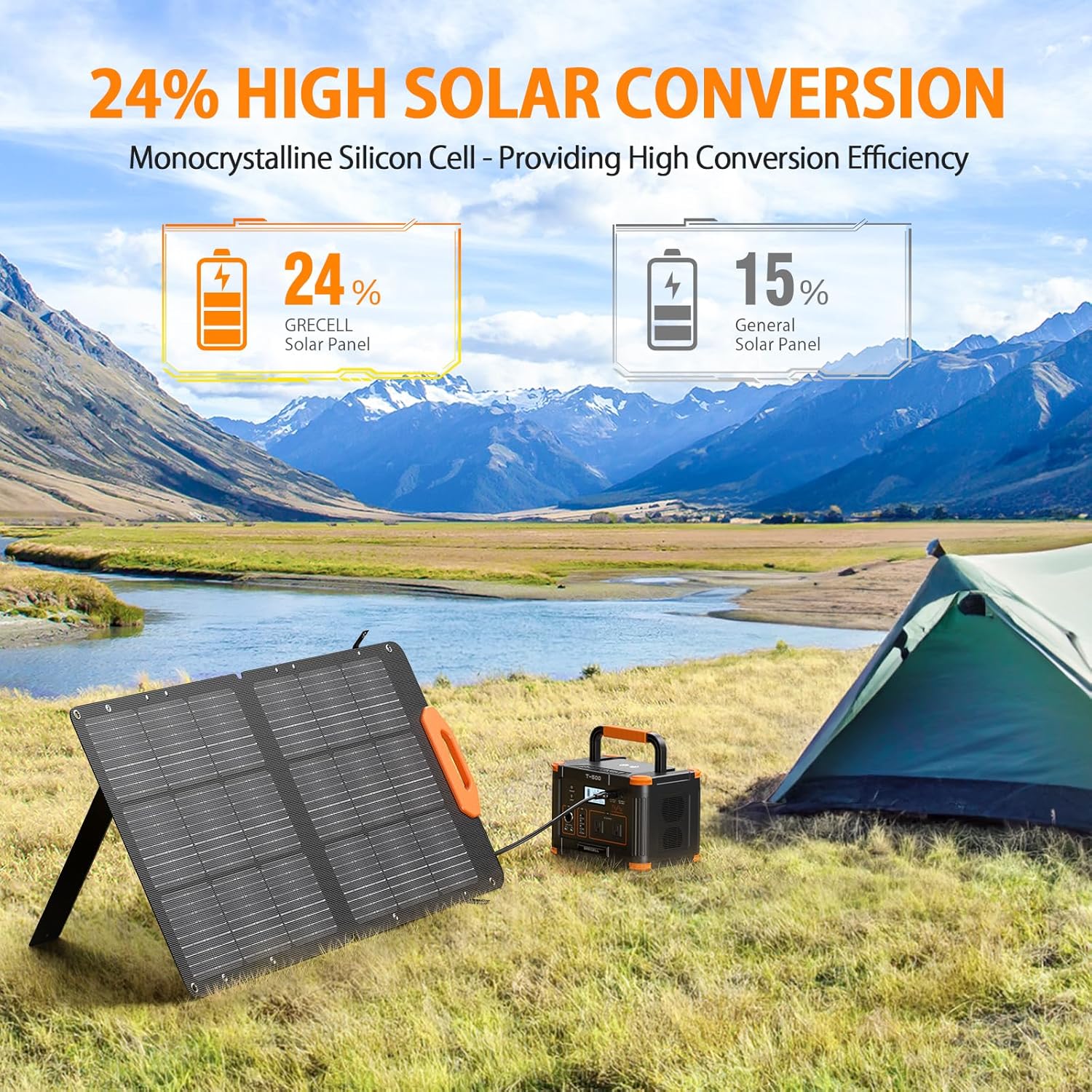 Portable Solar Generator 500W with 100W Solar Panel for Camping Emergency E270054