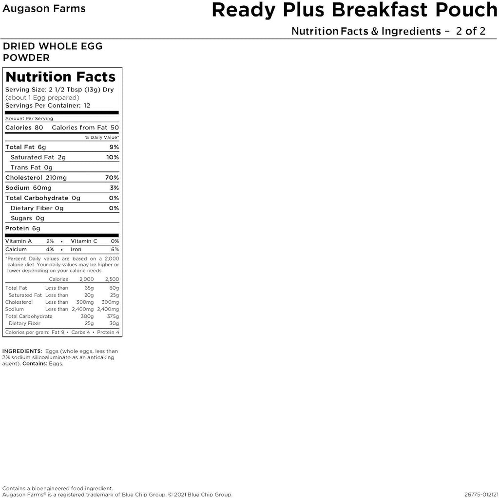 Emergency Breakfast Food Supply, 30-Year Shelf Life X7595