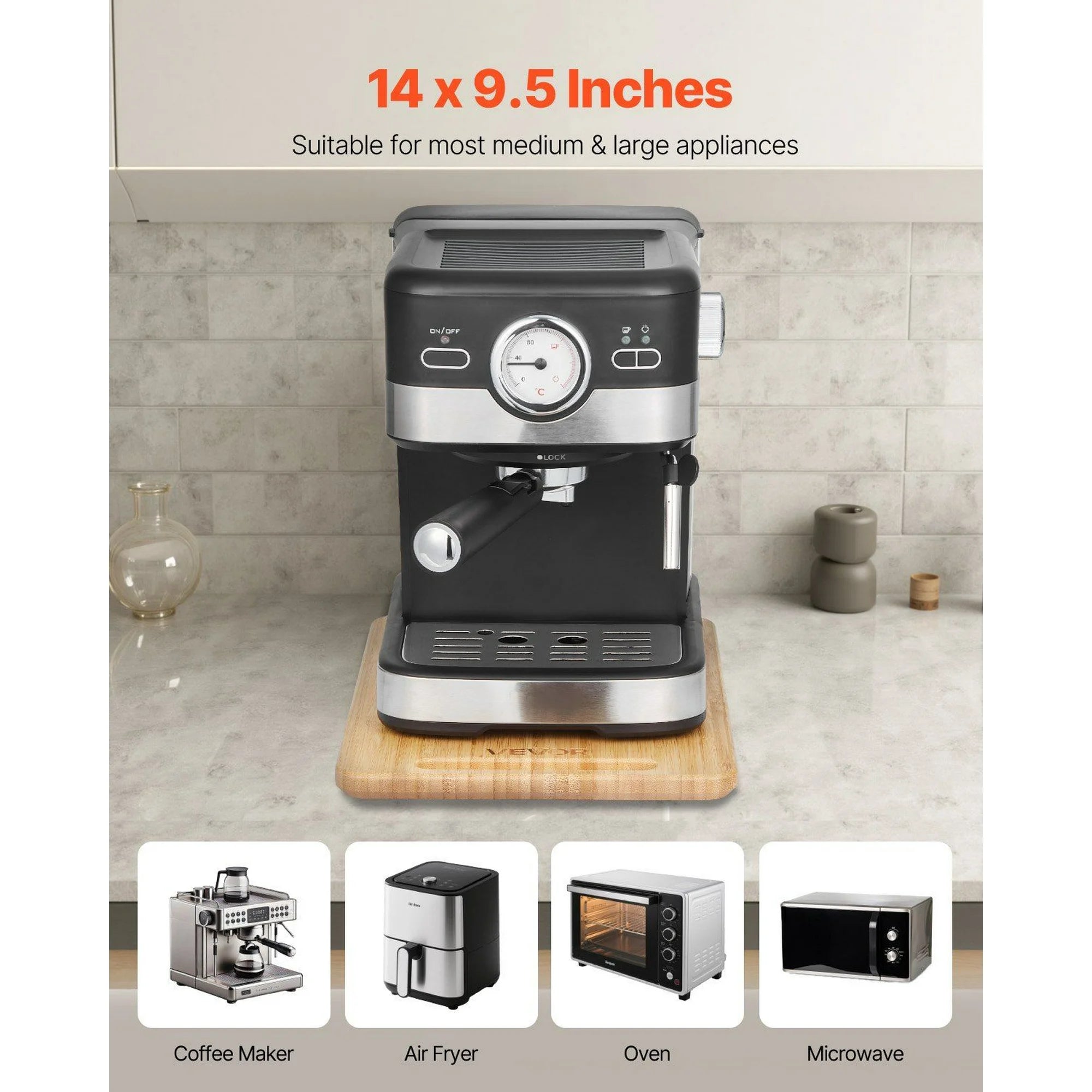 Appliance Slider 14 x 9.5 Inch, Non-Slip Slide Out Tray for Kitchen Countertop Q2624