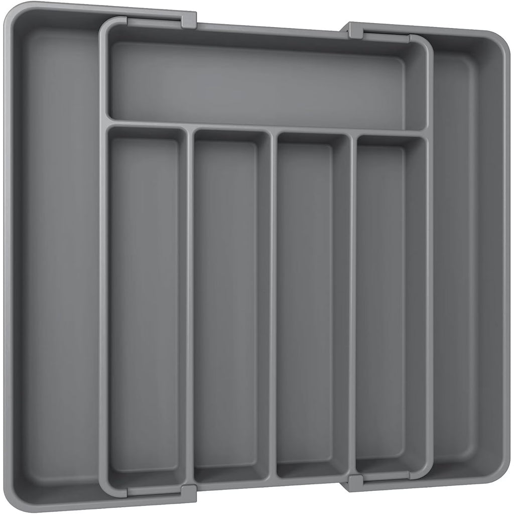 Silverware Organizer - Expandable Kitchen Drawer Organizer, Adjustable Utensil Organizer, Cutlery Drawer Organizer for Forks, Knives, Multipurpose Kitchen Organizers and Storage Solution, Black