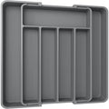 Silverware Organizer - Expandable Kitchen Drawer Organizer, Adjustable Utensil Organizer, Cutlery Drawer Organizer for Forks, Knives, Multipurpose Kitchen Organizers and Storage Solution, Black