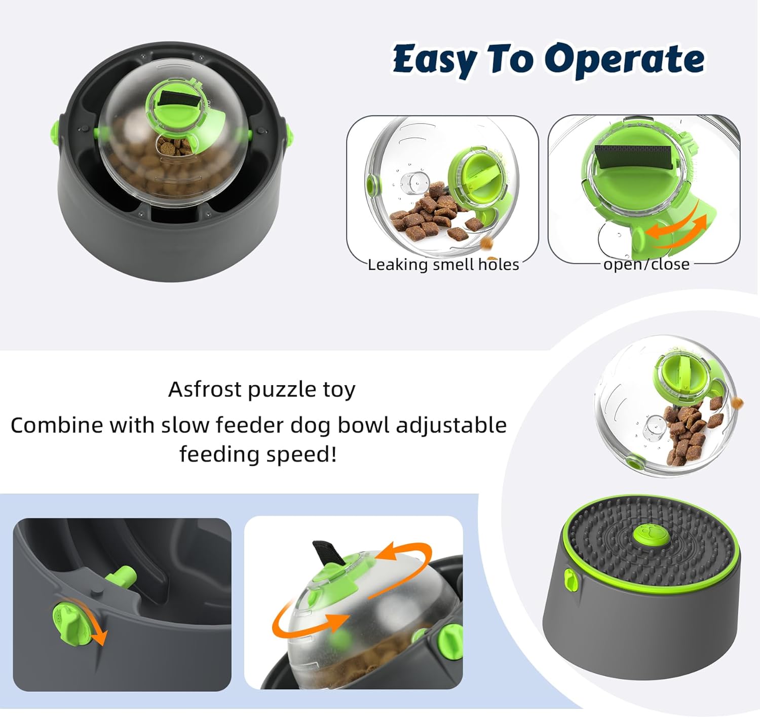 Dog Slow Feeder Puzzle Toy, Rotatable Enrichment Dispenser for Small, Medium, Large Dogs Y34256