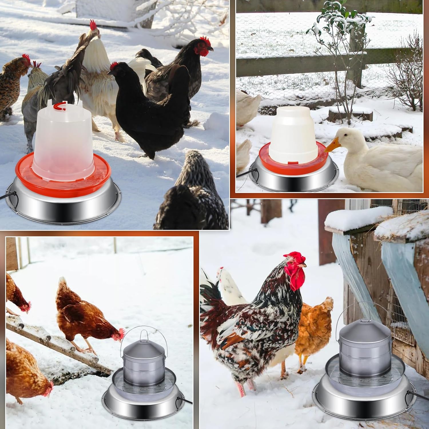 Chicken Water Heater Base, 5 Gallons, Electric Poultry Winter Deicer A9971