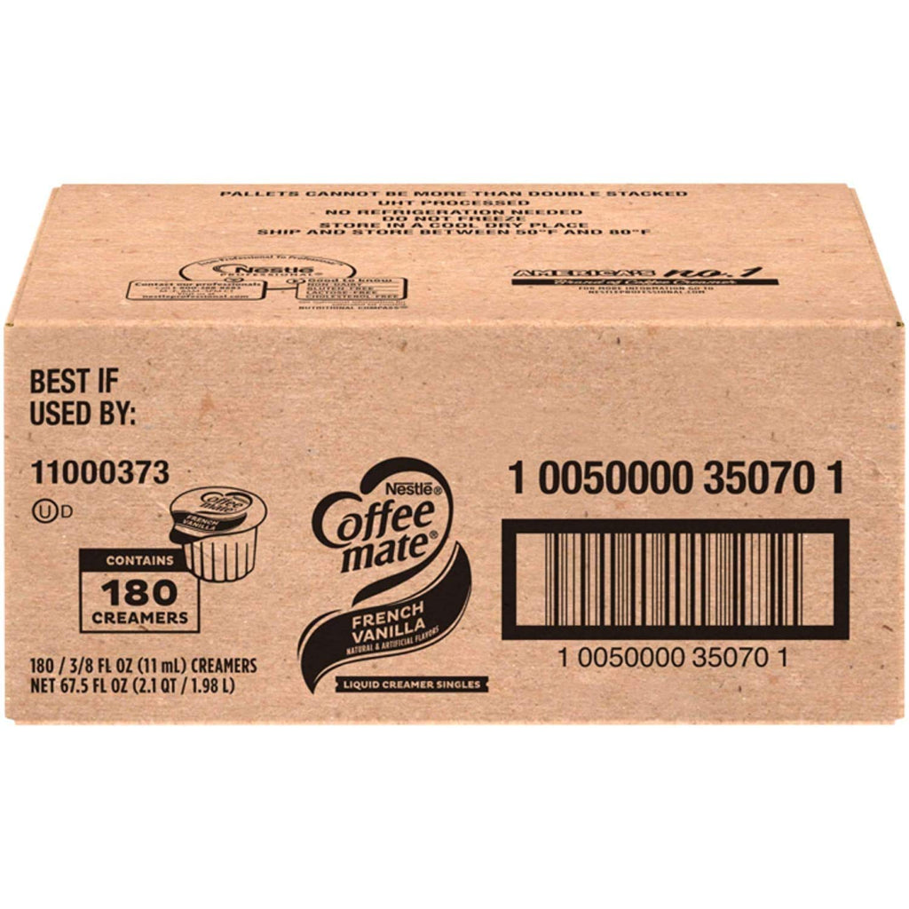 French Vanilla Liquid Coffee Creamer Singles, Non Dairy, 180 Count F6942