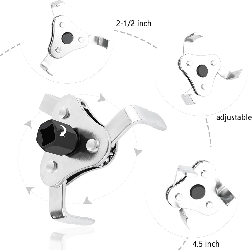 Adjustable Oil Filter Wrench, 3-Jaw 2-Way Remover for Cars and Trucks Q4163