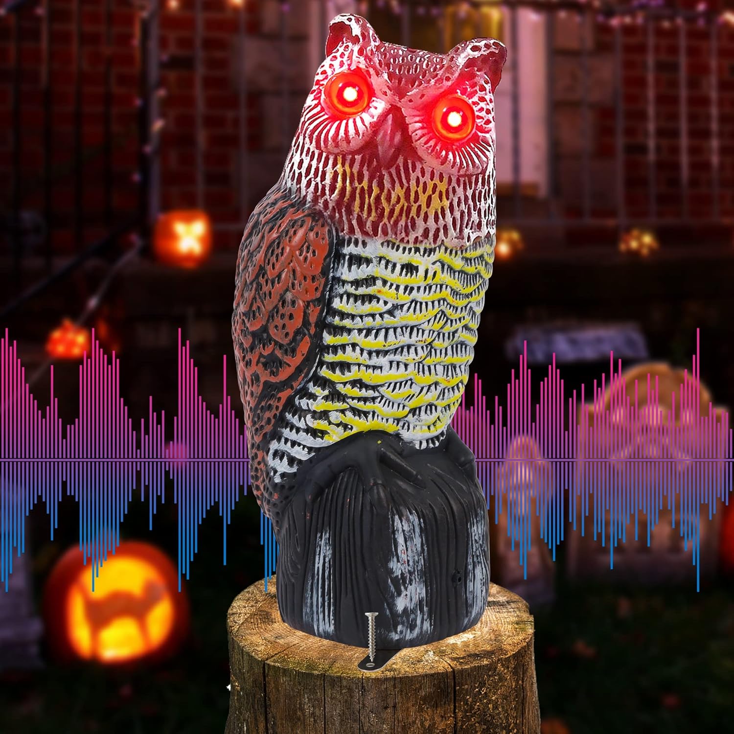 Solar Powered Horned Owl Statue for Garden Outdoor D866