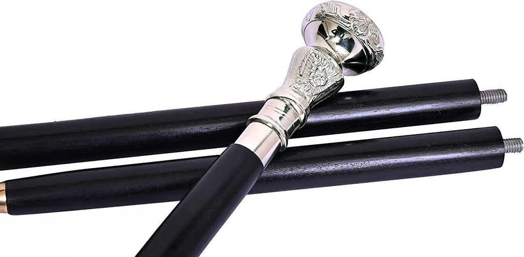 Vintage wooden walking cane with brass handle B15492