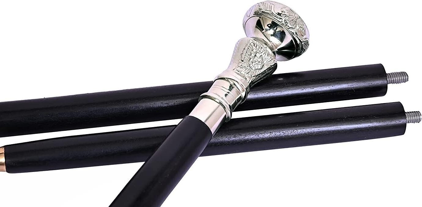Vintage wooden walking cane with brass handle B15492