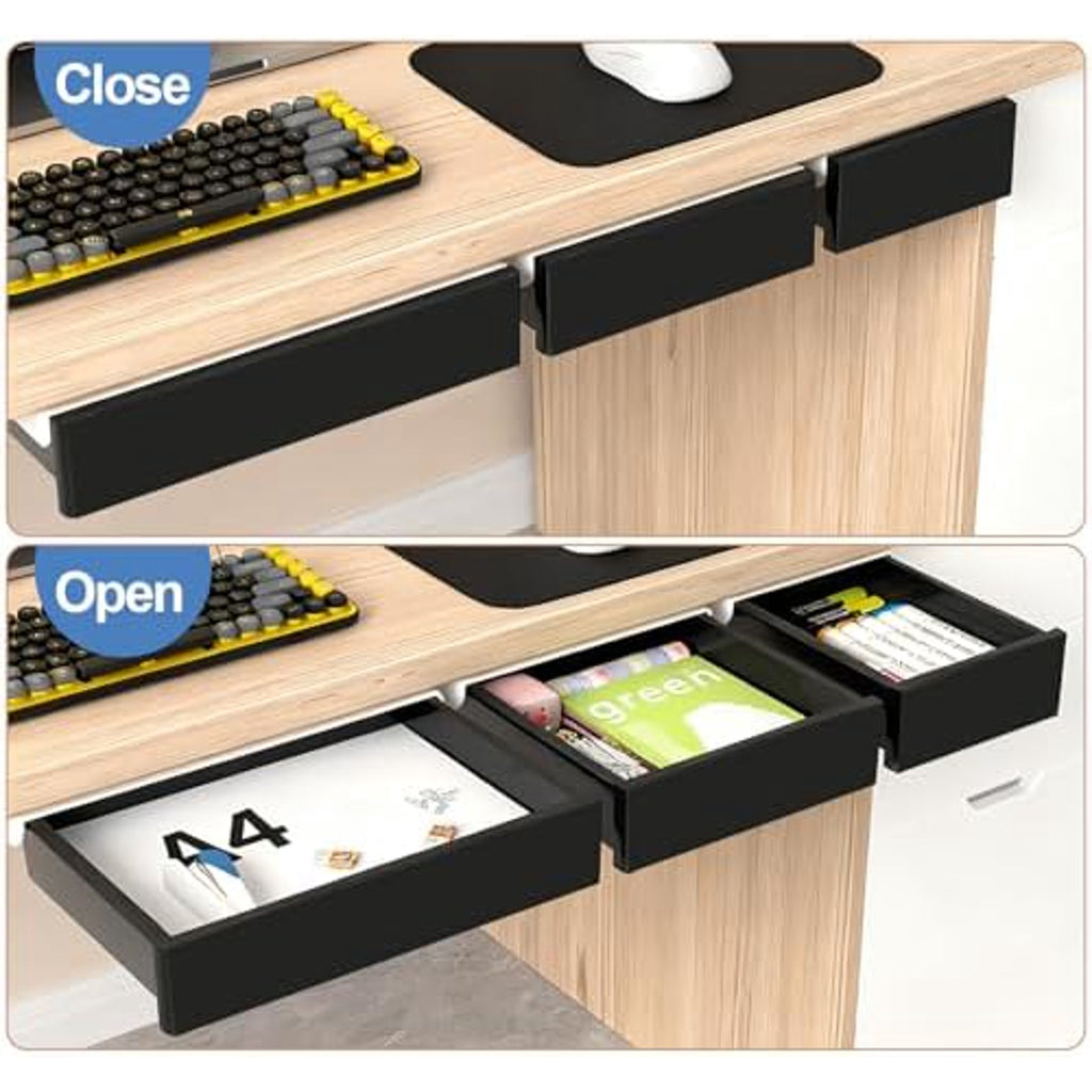Under Desk Drawer Storage Organizer, 3 Pack Slide Out Adhesive Tray Q22056