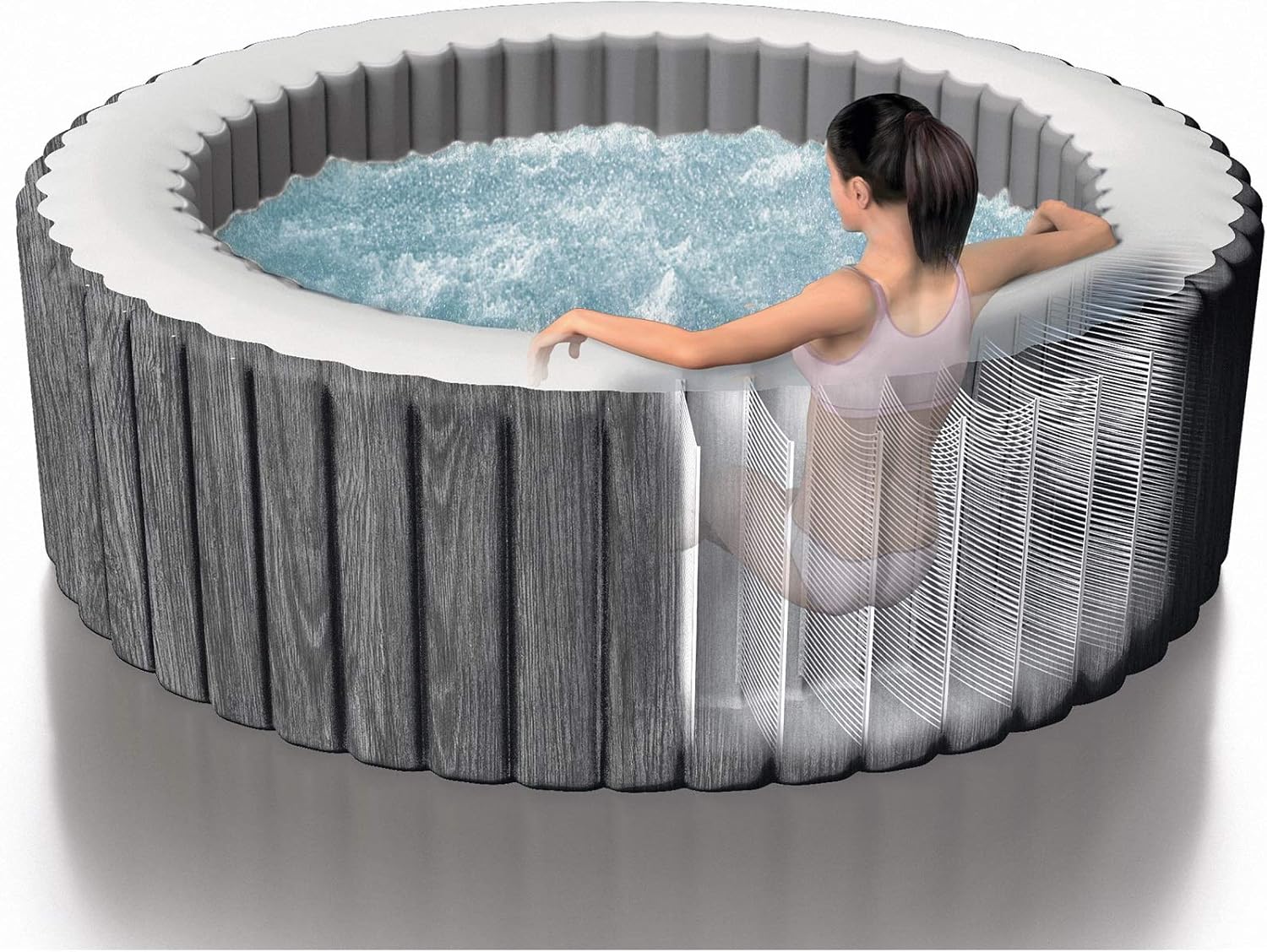 Outdoor Portable Inflatable Hot Tub Spa with LED Light and Bubble Jets W153