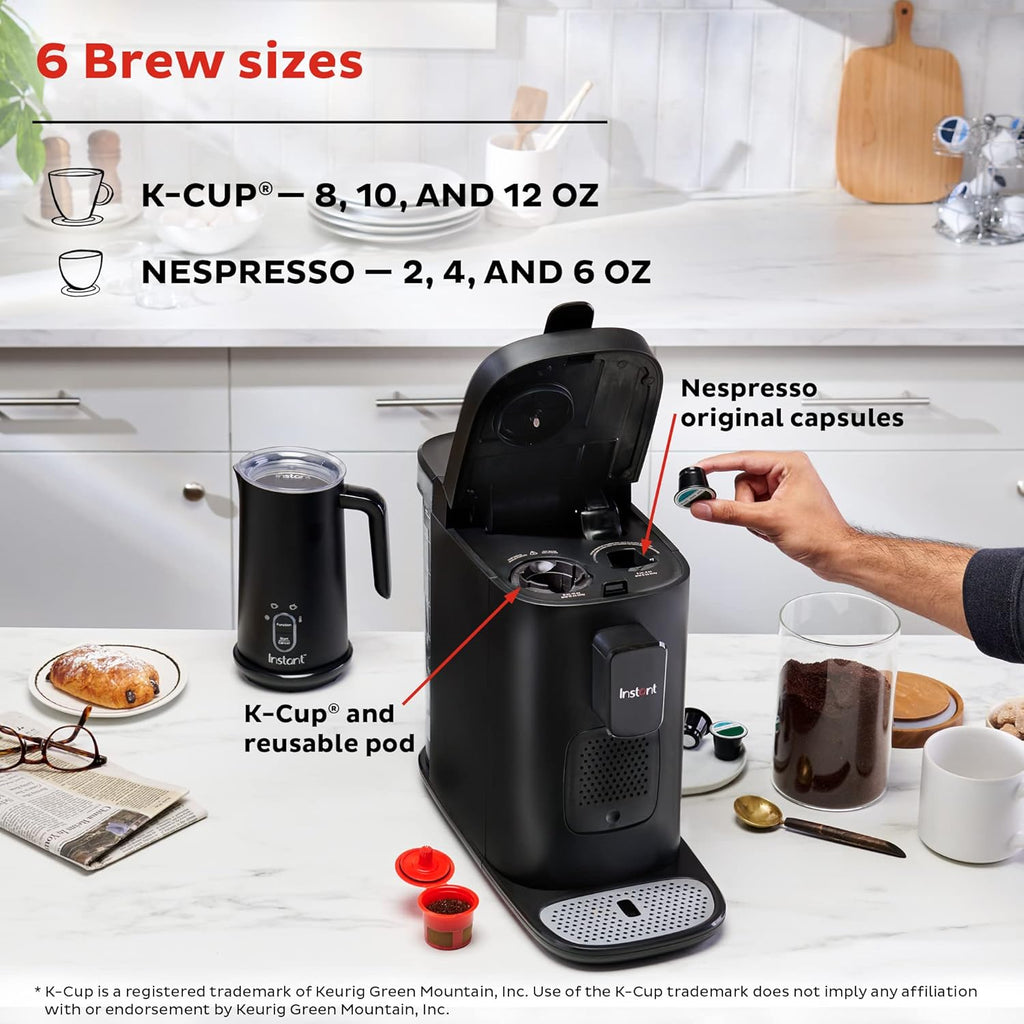 Espresso, K-Cup Pod and Ground Coffee Maker with Reusable Pod, 2 to 12oz Brew Sizes M285