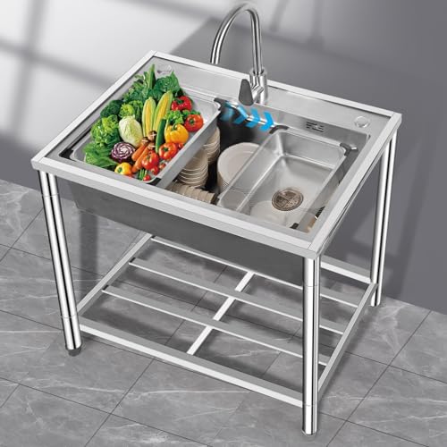 Stainless Steel Freestanding Single Bowl Sink with Faucet S3485