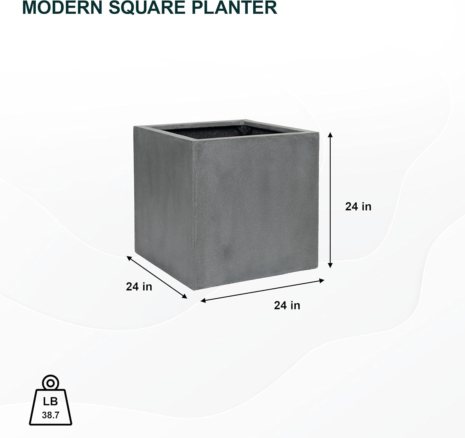 Modern Grey Square Planter, Extra Large, 24 Inch Tall H41411