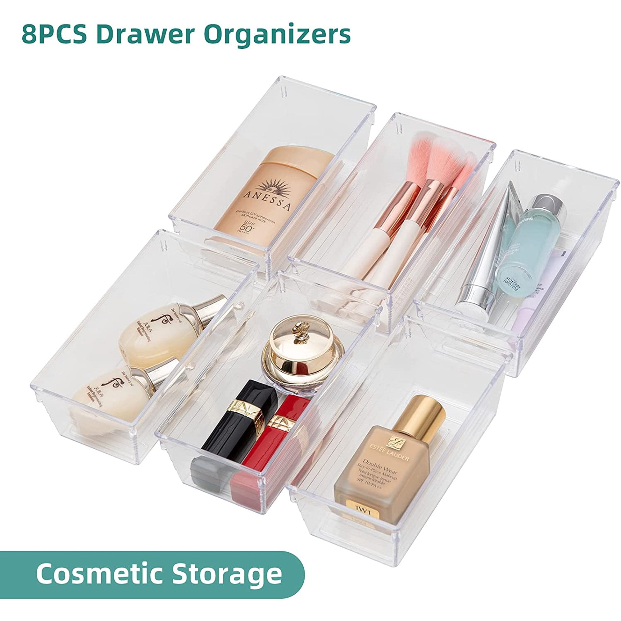 Plastic Drawer Organizer Tray for Vanity Cabinet, Set of 8 P4120
