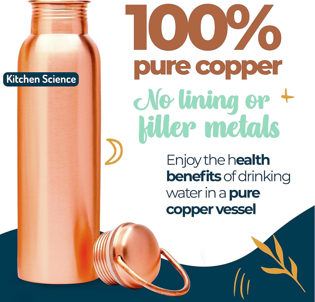 Copper Water Bottle 34 oz with Carrying Canvas Bag A36852