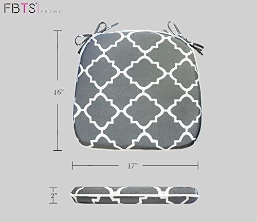 Outdoor Seat Cushions Set of 2 Patio Chair Cushions with Ties, Grey Geometry A79914