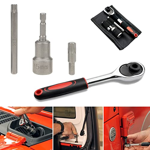 Hard Top Screws Door Removal Torx Set Tool Kit Compatible for 2007-2024 Jeep Wrangler JK JL Rubicon Sahara Sports 2/4 Door Replace 68361574AB 82214166AB - Red