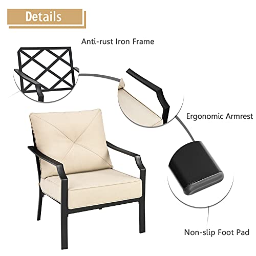 Set of 2 Patio Chairs with Padded Cushions, Outdoor Armchairs U342887