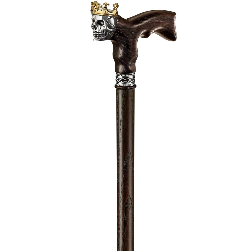 Wood Walking Cane for Men with Skull Handle D63224