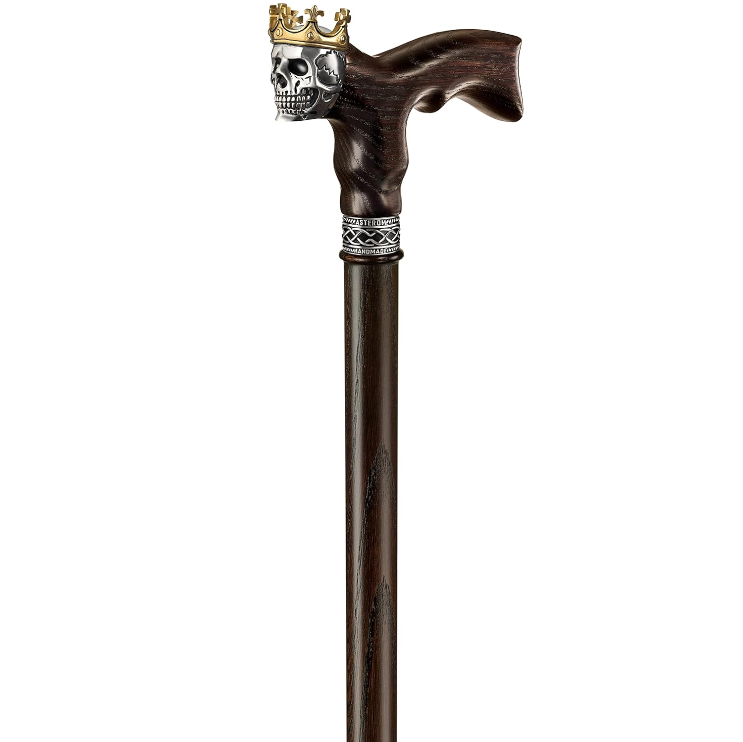 Wood Walking Cane for Men with Skull Handle D63224