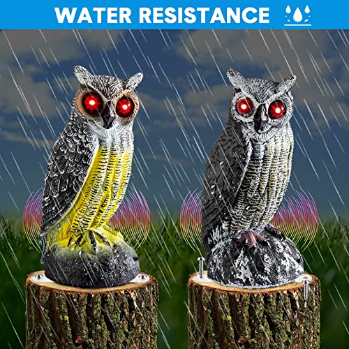 Owl Decoy with Red Flashing Eyes for Garden Yard, 2 Pack T53383