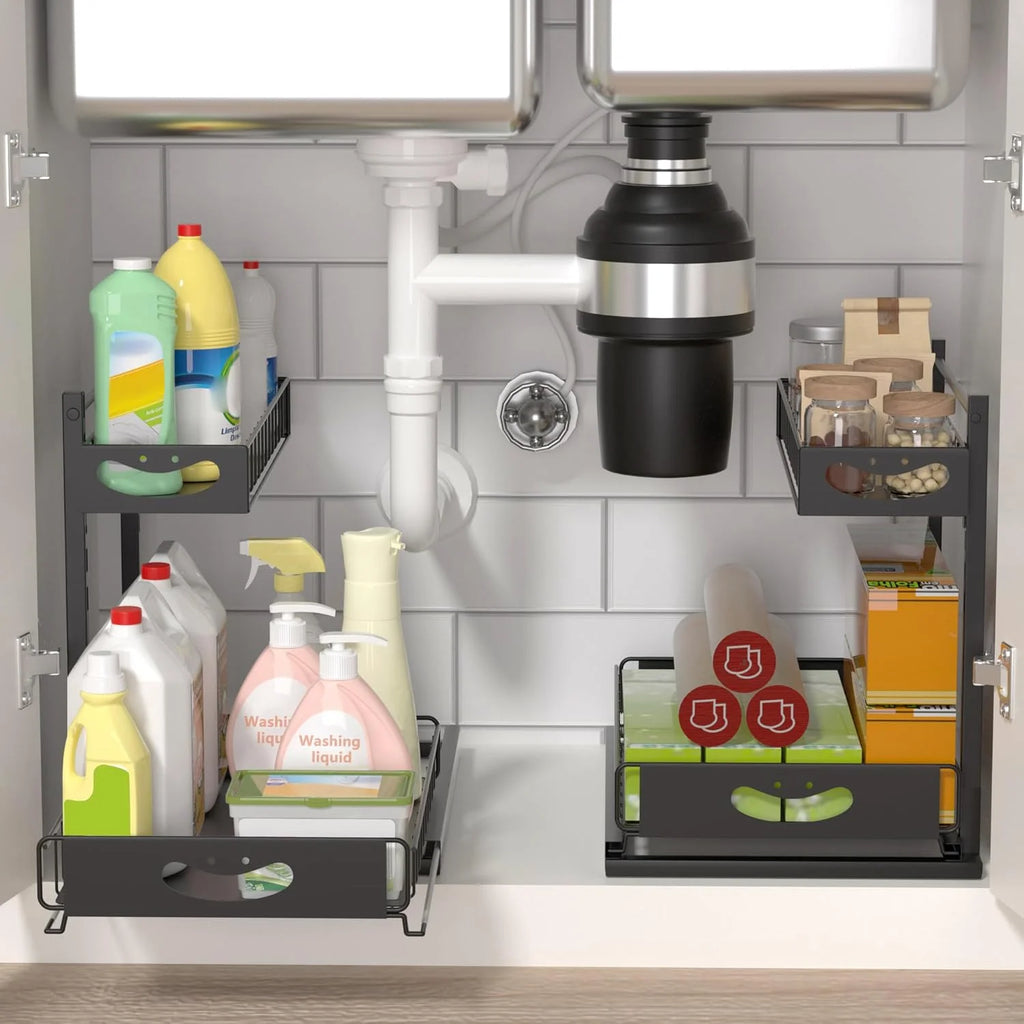 Under Sink Organizer with Pull-Out Drawers, 2 Pack, White E7727
