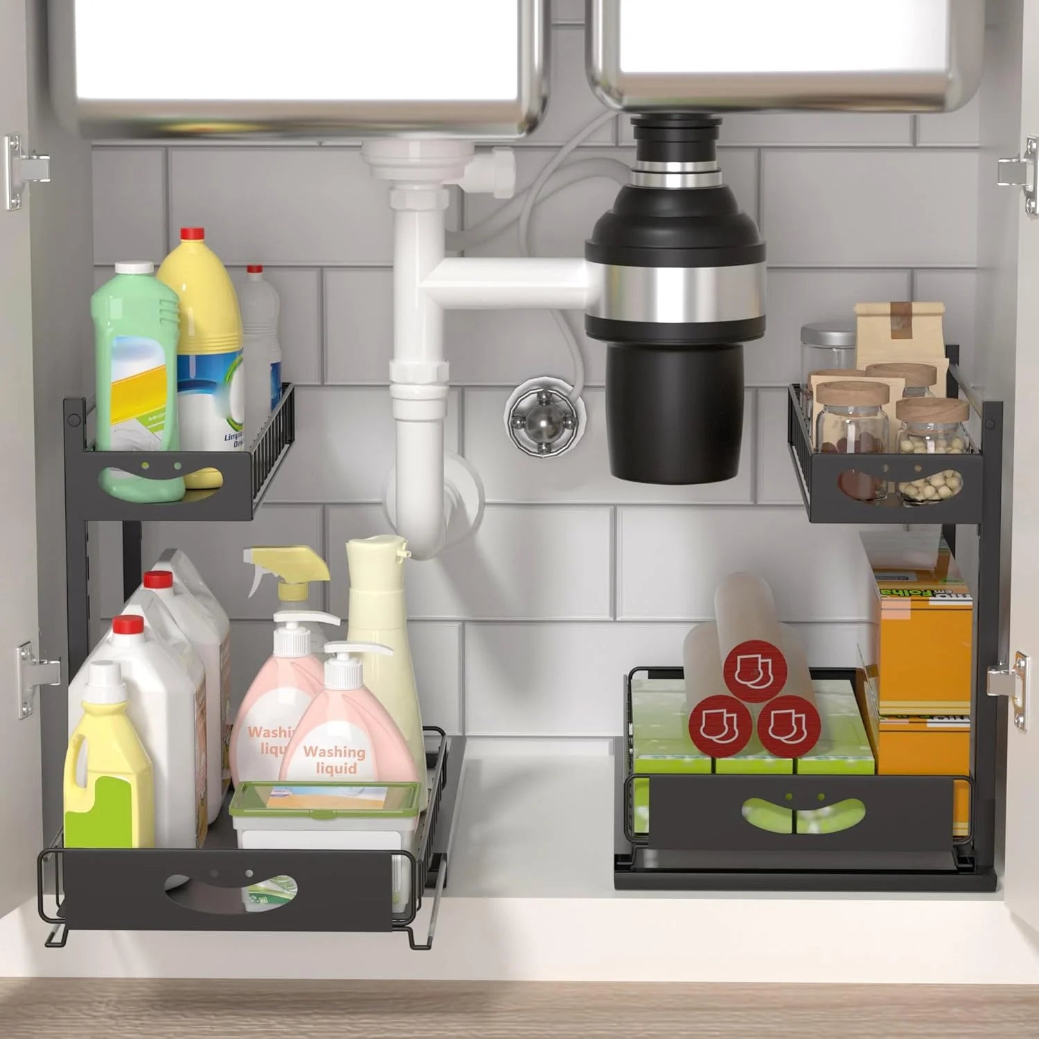 Under Sink Organizer with Pull-Out Drawers, 2 Pack, White E7727