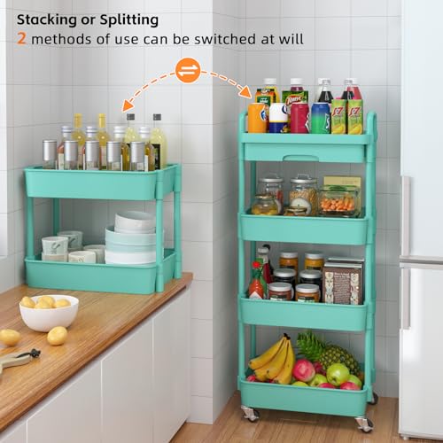 Rolling Utility Cart with Drawer, 3-Tier Storage Organizer, Black A207