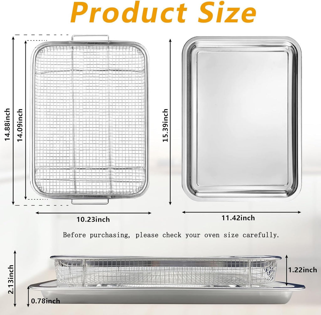 Stainless Steel Air Fryer Basket for Oven, 2 Pack V16744