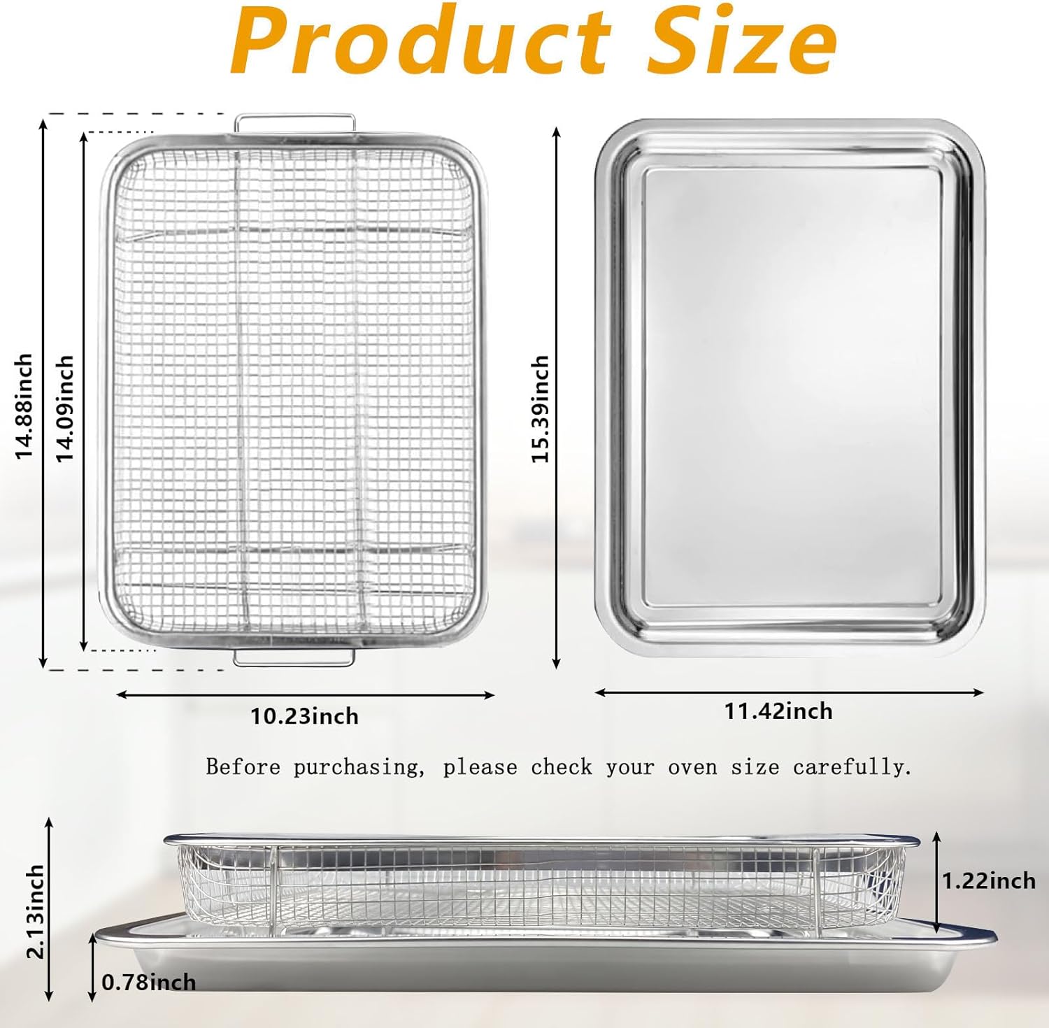 Stainless Steel Air Fryer Basket for Oven, 2 Pack V16744