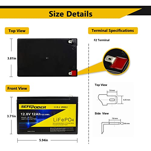 12V 15Ah LiFePO4 Deep Cycle Battery 2 Pack with Built-in 16A BMS D800