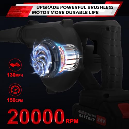 Cordless Electric Leaf Blower with 2 Batteries and Charger, 2-in-1 Blower and Vacuum P512313
