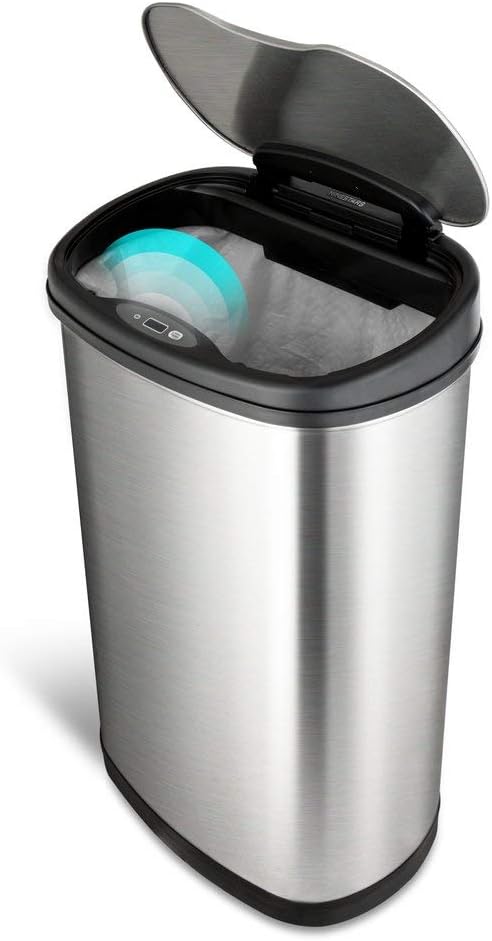 Motion Sensor Trash Can, Large, Silver I6847