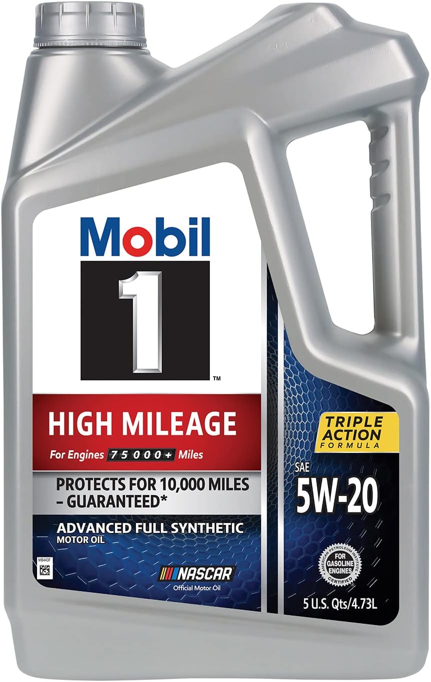 Mobil 1 High Mileage Full Synthetic Motor Oil 5W-20, 5 Quart (Pack of 2)