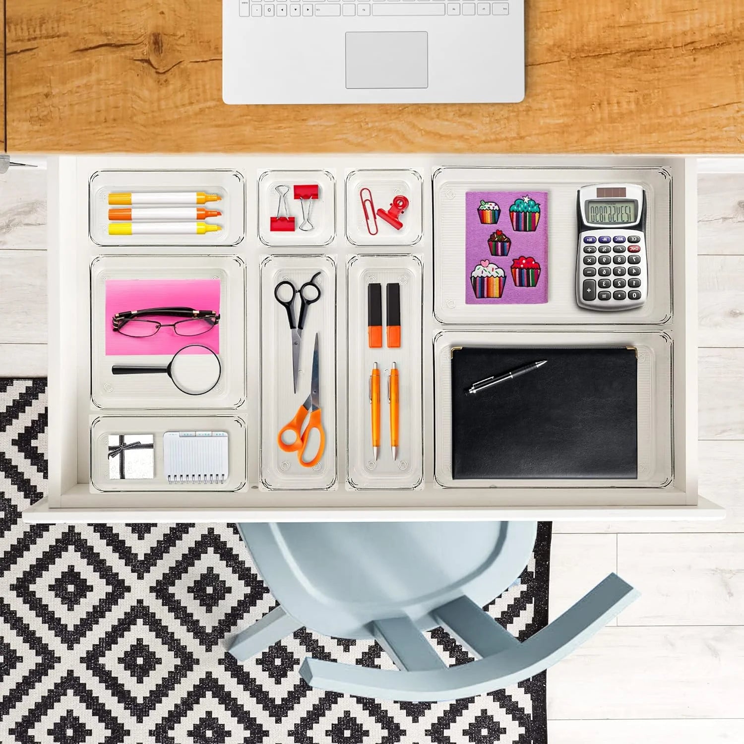 Plastic Drawer Organizer Bins with Non-Slip Pads, 25 PCS M69638
