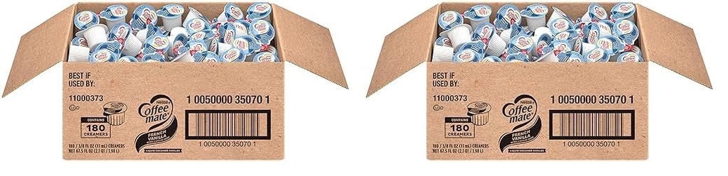 Nestle Coffee Mate Coffee Creamer, French Vanilla, Liquid Creamer Singles, Non Dairy, No Refrigeration, Box of 180 (Pack of 2)