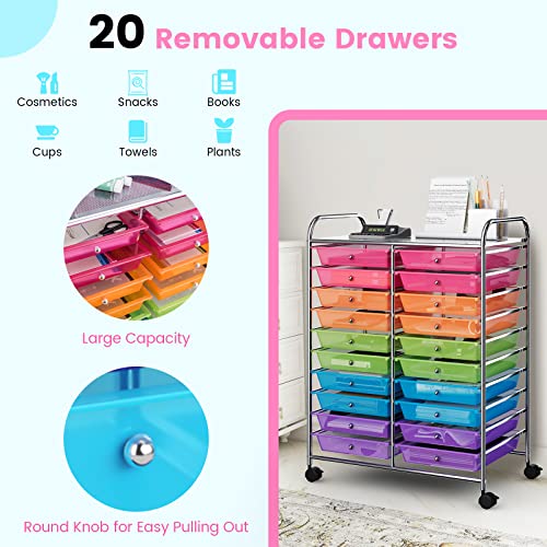 Rolling Storage Cart with 20 Drawers on Wheels C5284