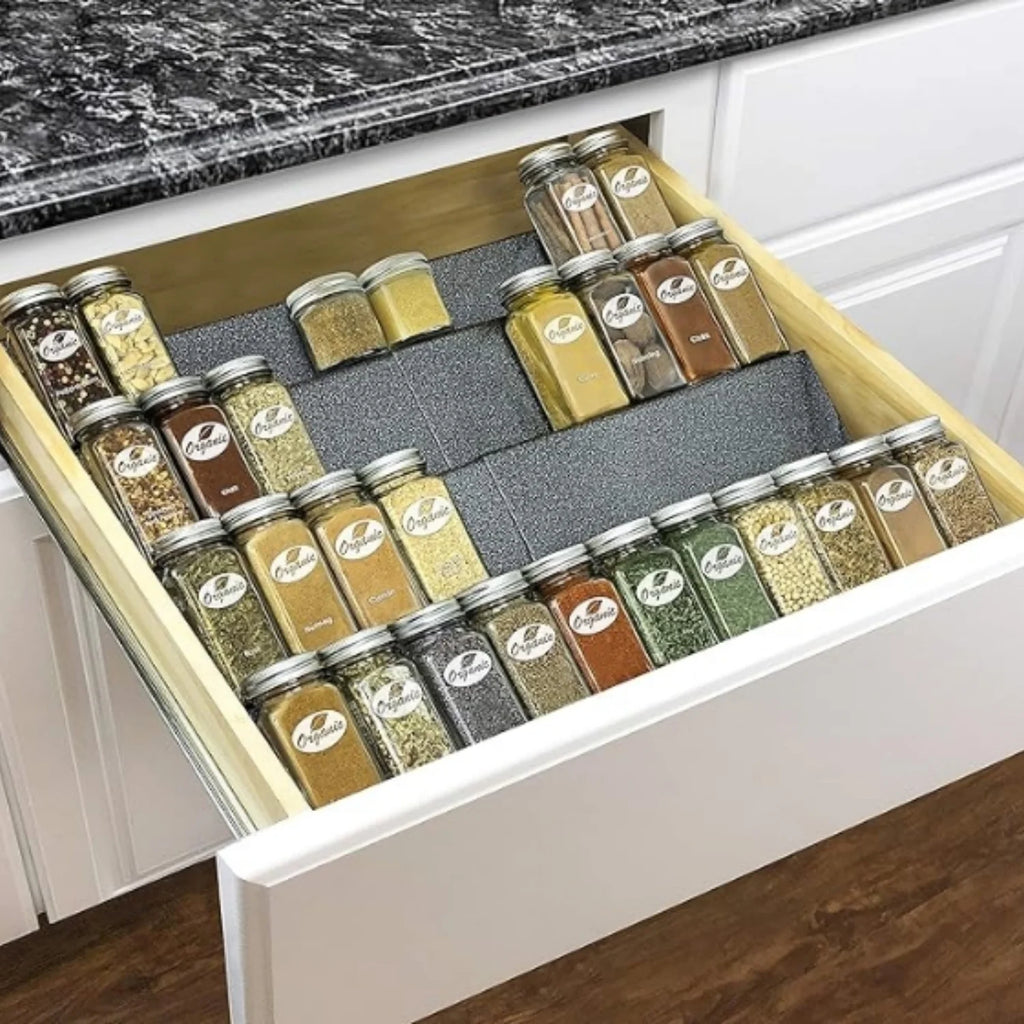 4 Tier Expandable Steel Spice Rack Organizer for Kitchen Cabinet Drawer R20895