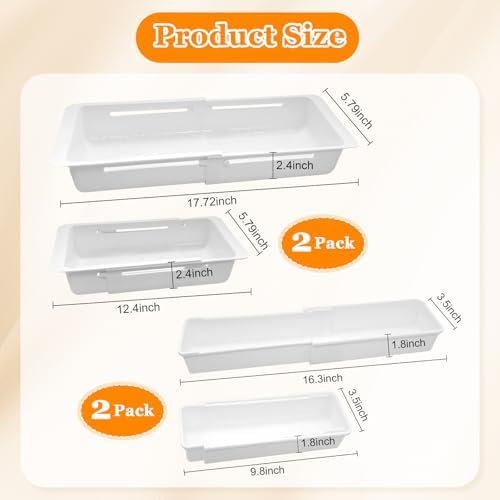 Hanging Expandable Drawer Organizer with Sliding Storage Trays, White D39936
