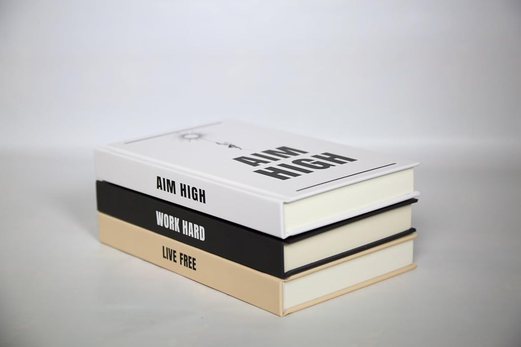 Generic 3 Pcs Matte Decorative Books—Unique Motivational Designs, Complimentary Colors. Perfect for Living Room, Coffee Table, Shelf Decor. Matches All Backgrounds. Hardcover for Notes and Drawings