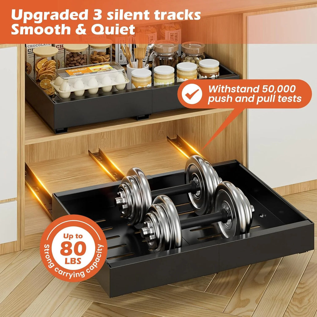 Expandable Pull Out Cabinet Organizer, Adjustable Width, Black B58703