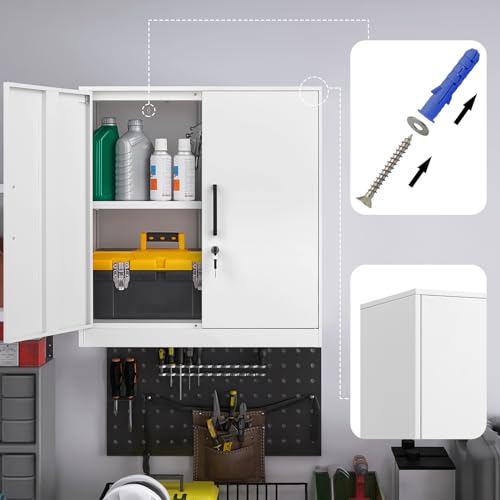 Metal Wall Cabinet with Locking Doors and Adjustable Shelf A450812
