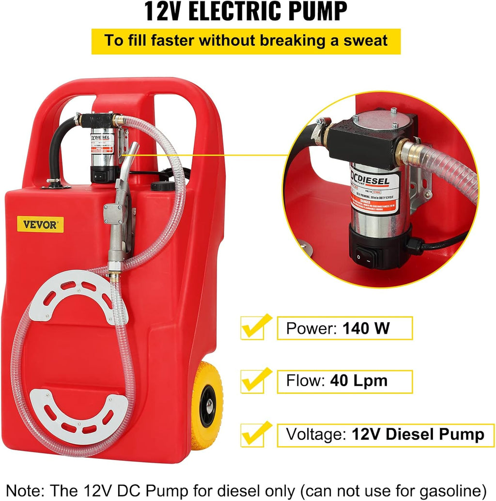 Portable Fuel Storage Tank 32 Gallon with 12V Transfer Pump O557