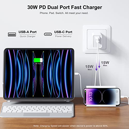 USB-C Wall Charger, 20W Dual Port Fast Charging Adapter W373995