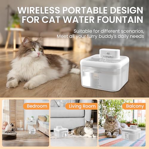 Wireless Cat Water Fountain, 2L, Motion Sensor, 3 Modes H76655