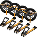 4 Pack Ratchet Car Tie Down Strap with Flat Hooks 2" x 144'' Heavy Duty 10,000lbs Min Break Strength Tire Straps for Truck & Trailer by KODIAK STRAPS