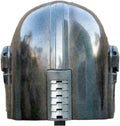 Mandalorian Steel Metal Helmet Face Head Mask with Liner and Chin Strap for LARP Cosplay Role, 27 inch, Brown